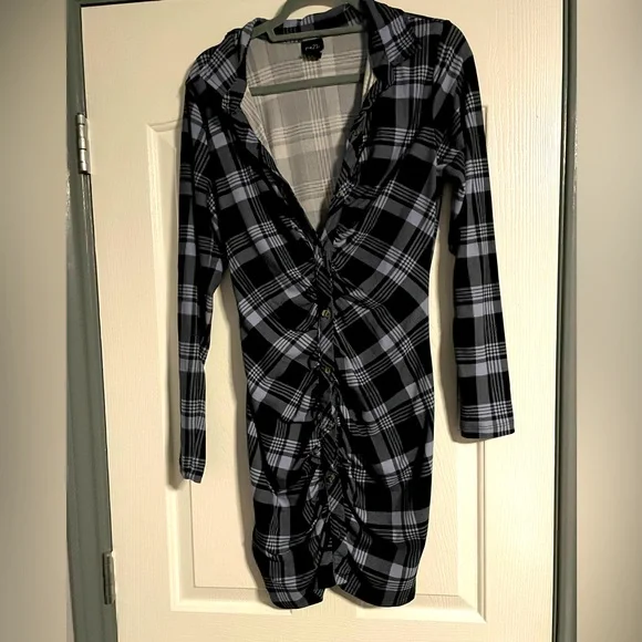 bodycon dress with flannel Peppermint Kisses Flannel Tunic Dress in Red main image 1
